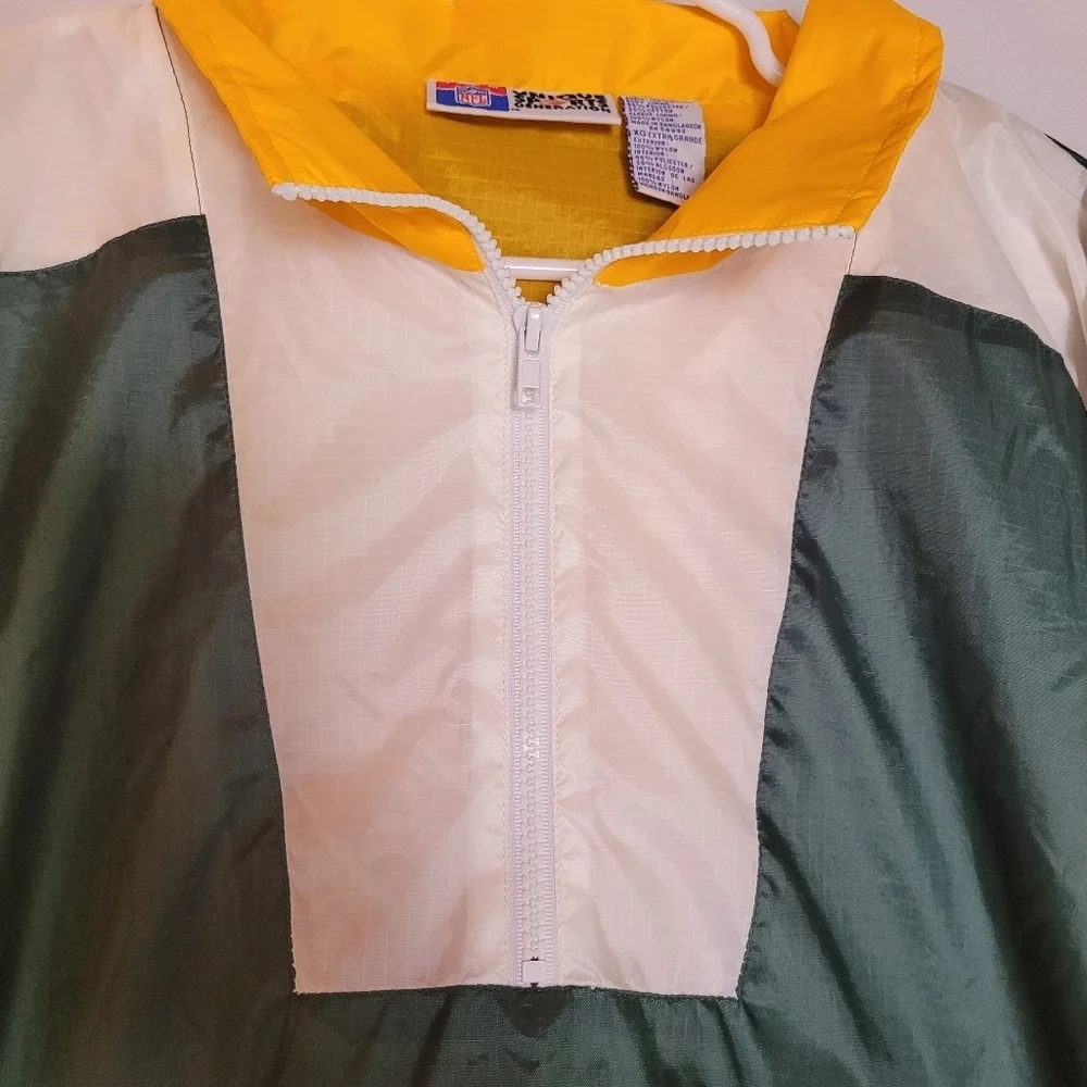 VTG Greenbay Packer Men's 1/4 Zip Nylon Windbreaker Jacket Size XL